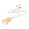 Woven Net/Web with Feather 304 Stainless Steel Pendant Necklaces for Women NJEW-G087-03G-3