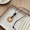 Resin Pendant Adjustable Waxed Cord Long Necklaces for Women FS-WG1D1FB-02-1