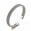 304 Stainless Steel Mesh Chains Shape Open Cuff Bangle for Women BJEW-C033-02-2