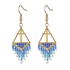 Glass Beads Braided Dangle Earrings EJEW-MZ00786-01-3