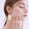 3 Pairs 3 Style Alloy Leaf Long Dangle Earrings for Women EJEW-AN0001-73-4