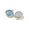 Dyed Natural White Jade Faceted Flat Round Charms G-U028-03G-10-2