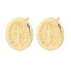 Religion Brass Stud Earrings EJEW-F405-23F-G-2