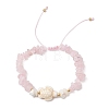 2Pcs Natural Rose Quartz Chip Braided Bead Bracelets BJEW-JB11541-02-3