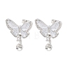 Brass Micro Pave Cubic Zirconia Stud Earring Findings CU-CBAA5EE-03P-B-1