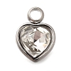 304 Stainless Steel with Rhinestone Pendants STAS-Q346-01P-10-1