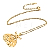 201 Stainless Steel Moth with Moon Phase Pendant Necklace with Cable Chain NJEW-Q317-20G-2