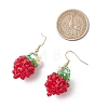 Strawberry Glass Seed & Glass Beaded Dangle Earrings EJEW-MZ00689-02-4