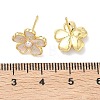 Flower Brass & ABS Plastic Pearl Stud Earrings EJEW-P336-07G-7