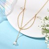 White Round Shell Pearl Pendant Brass Cable Chain Necklaces for Women NJEW-JN06349-1