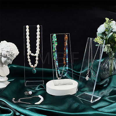 3Pcs 3 Szies Transparent Acrylic Necklace Display Stands NDIS-WH0006-11-1