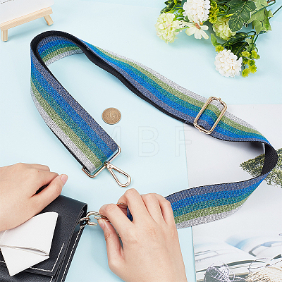 Stripe Pattern Glittered Polyester Adjustable Webbing Bag Straps PURS-WH0005-82KCG-03-1