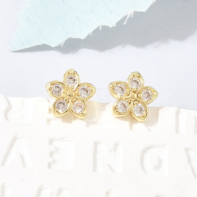 Valentine's Day Brass Micro Pave Clear Cubic Zirconia Stud Earrings EJEW-C186-22G-04-1