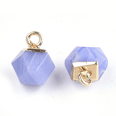 Electroplate Natural White Jade Star Cut Round Charms LS-G-S344-08C-1