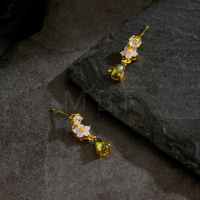 Brass Teardrop Dangle Stud Earrings LS-SW0277-1