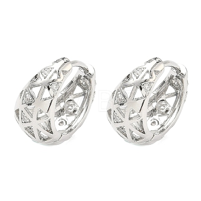 Hollow Triangle Brass Micro Pave Clear Cubic Zirconia Hoop Earrings EJEW-G452-04P-1