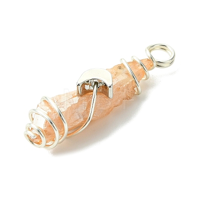 2Pcs Electroplated Natural Quartz Crystal Dyed Copper Wire Wrapped Pendants PALLOY-JF03173-02-1