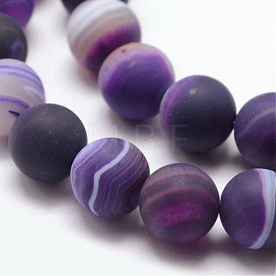 Natural Striped Agate/Banded Agate Bead Strands G-K166-12-10mm-02-1
