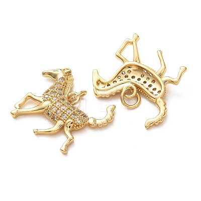 Brass Micro Pave Clear Cubic Zirconia Pendants CU-E003-18G-27-1