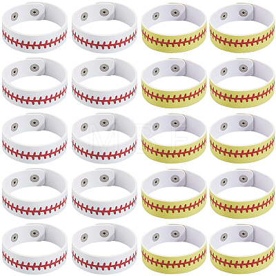 20Pcs 2 Styles Leather Wide Cord Bracelet with Snap Button for Men Women GUQI-CL0001-02B-1