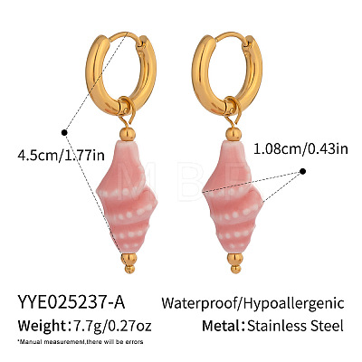 Stainless Steel Shell Shape Hoop Earrings RR5030-1-1