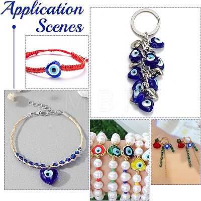  Handmade Evil Eye Lampwork Beads Strands LAMP-NB0001-63-1