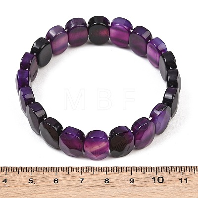 Dyed & Heated Natural Agate Oval Beaded Stretch Bracelet G-E010-01-25-1