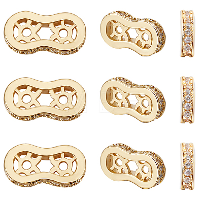 8Pcs Brass Micro Pave Cubic Zirconia Spacer Bars ZIRC-BBC0002-04-1