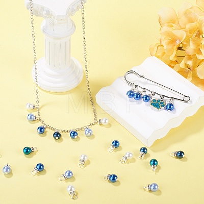70Pcs 5 Colors Glass Pearl Pendants PALLOY-TAC0321-1