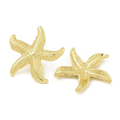 Starfish Brass Stud Earrings EJEW-Q390-08G-1