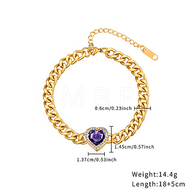 Heart Cubic Zirconia Link Bracelets YD9481-2-1