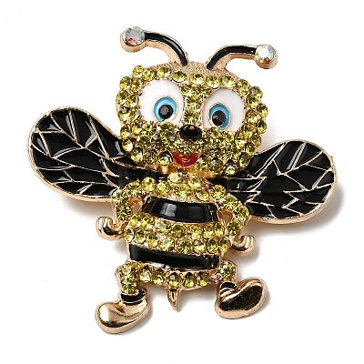 Bees Rhinestone Enamel Pins JEWB-L026-04G-01-1