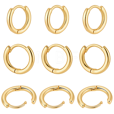 10 Pairs Brass Huggie Hoop Earrings EJEW-BBC0002-21-1