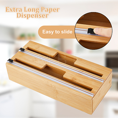 Bamboo Reusable Cling Film Slide Cutter TOOL-WH0155-43-1