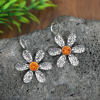 Alloy Rhinestone Leverback Earrings WG7D2DD-01-1