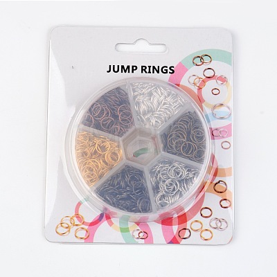 1 Box 6 Color Iron Jump Rings IFIN-JP0012-8mm-1