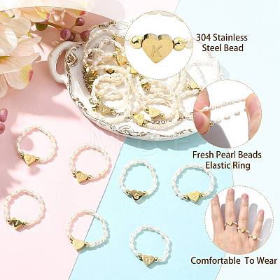Natural Freshwater Pearl & 304 Stainless Steel Bead Finger Rings RJEW-FS00001-11-1