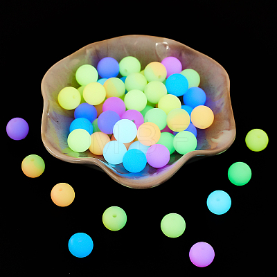 60Pcs 10 Colors Luminous Silicone Beads SIL-FH0001-02-1
