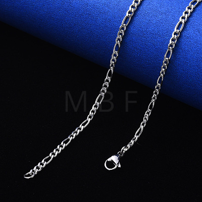 304 Stainless Steel Figaro Chain Necklaces NJEW-S420-003C-P-1