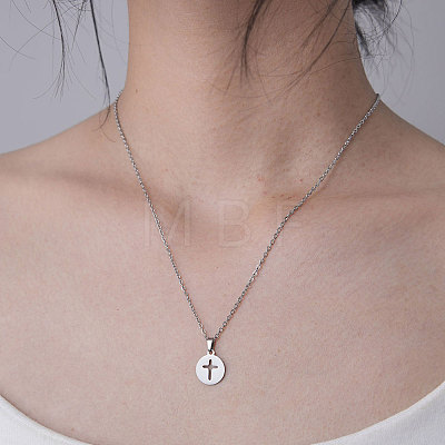 201 Stainless Steel Cross Pendant Necklace NJEW-OY001-12-1