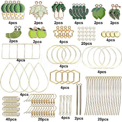 SUNNYCLUE DIY Green Earring Making Kits DIY-SC0014-12G-1