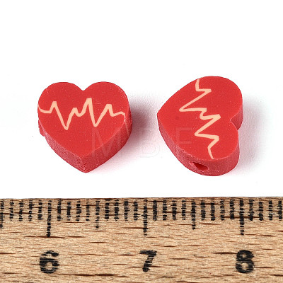 Valentine's Day Handmade Polymer Clay Beads CLAY-T023-15-1