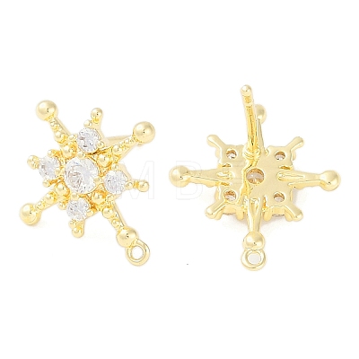 Brass Pave Clear Cubic Zirconia Stud Earring Findings KK-F875-09G-1