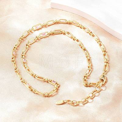 5MM Brass Pave Cubic Zirconia Oval Link Chain Necklaces NJEW-D324-01G-05-1