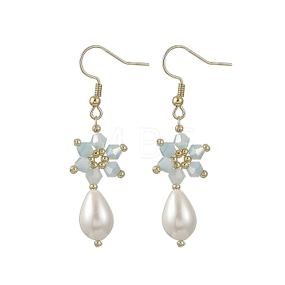 Anti-Tarnish Electroplate Bicone Glass Pearl Teardrop Beads Dangle Earrings EJEW-MZ00765-01-1