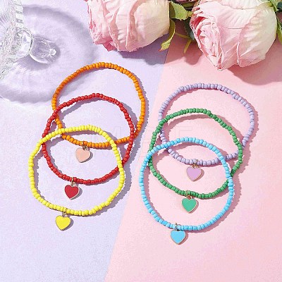 6Pcs Glass Seed Beaded Bracelets BJEW-JB10216-01-1