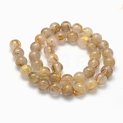 Grade AA Natural Gold Rutilated Quartz Beads Strands G-I206-34-10mm-1