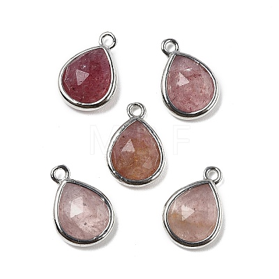 Natural Strawberry Quartz Faceted Pendants G-U019-05P-06-1