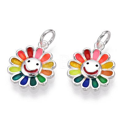 925 Sterling Silver Enamel Charms STER-T004-07S-1