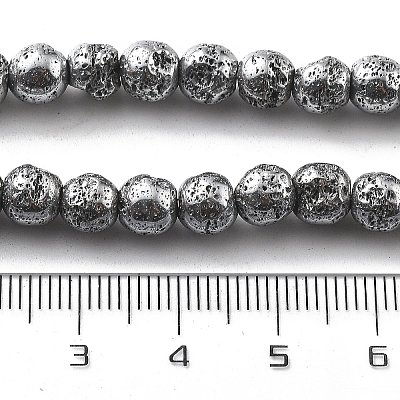 Electroplated Natural Lava Rock Beads Strands G-A251-B01-01C-1